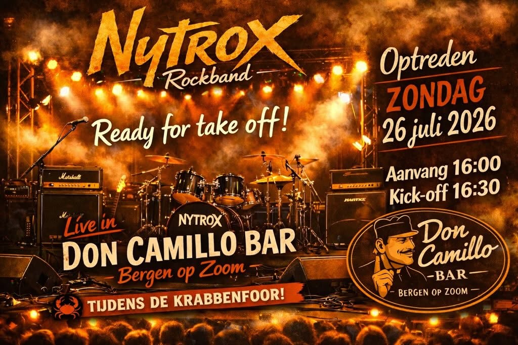 NyTrox rockband live optreden promo poster - Bergen op Zoom